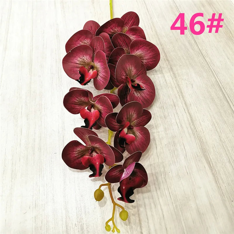 One Latex Butterfly Orchid Flowers 9 Heads Real Touch Good Quality Artificial Phalaenopsis Orchid