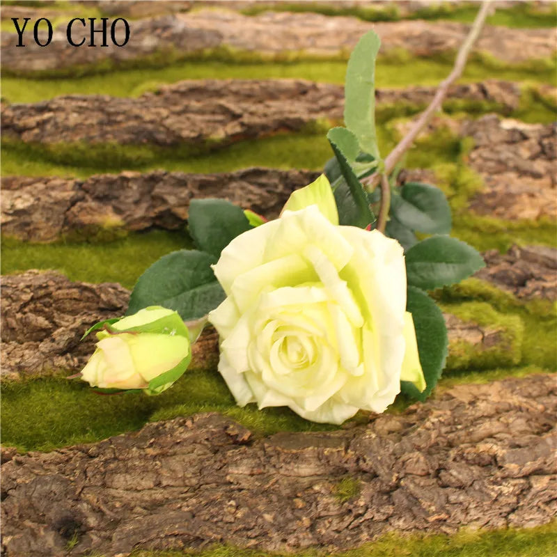Single Rose Silk Flower Stem with  Real Touch Rose Flowers  Home Wedding Decoration Table
