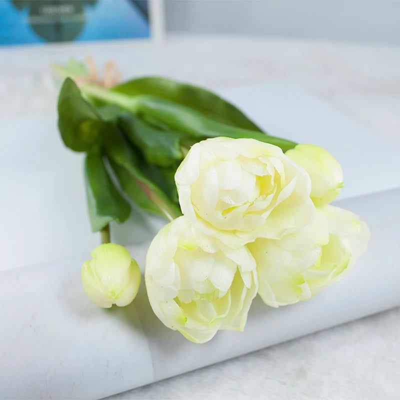 New Silicone Tulip Faux Flower Real Touch Bouquet 40CM Luxury Home Decorative Flowers Living Room Deco Flores Fake Plant