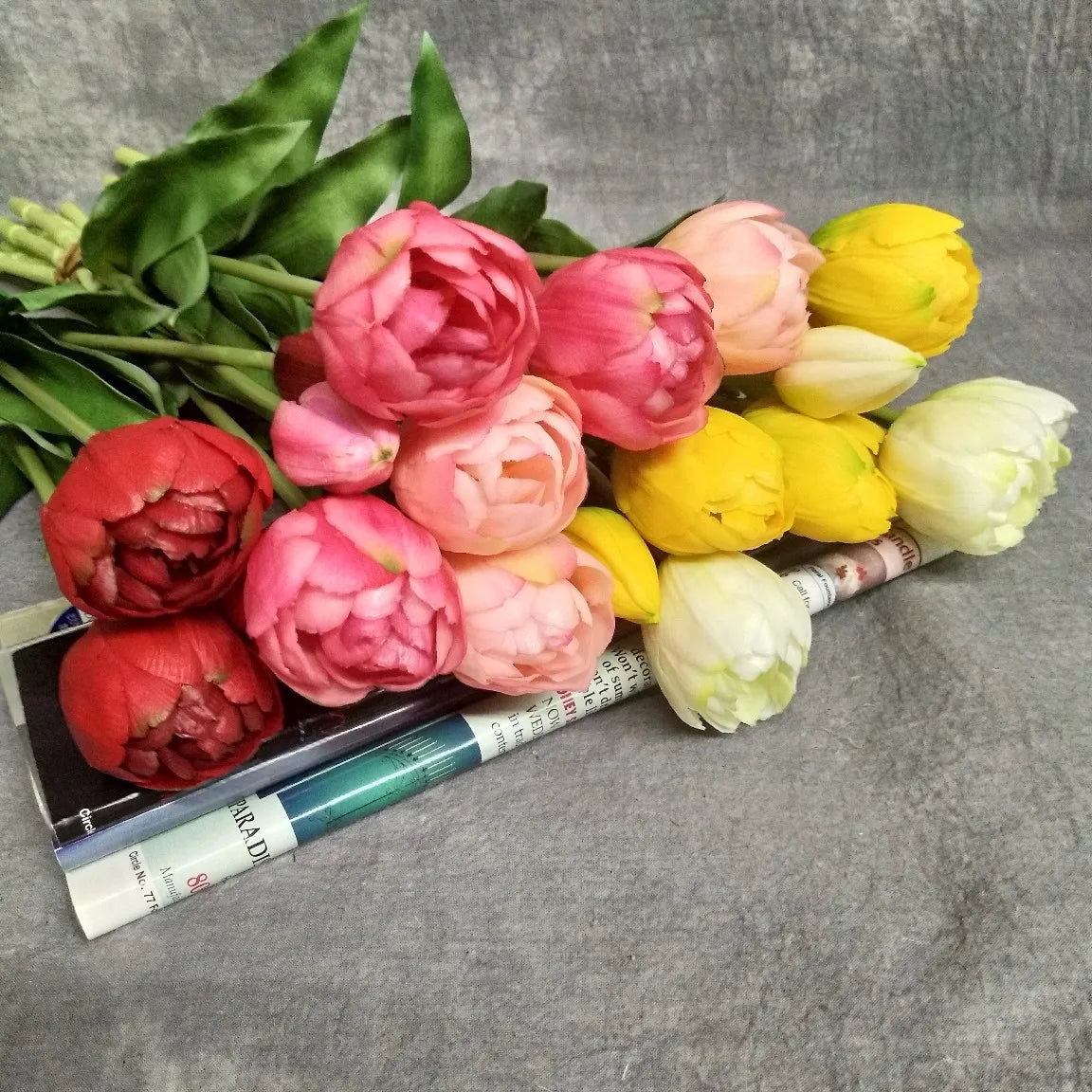 New Silicone Tulip Faux Flower Real Touch Bouquet 40CM Luxury Home Decorative Flowers Living Room Deco Flores Fake Plant