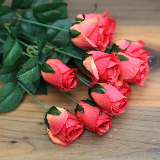 12 Heads Elegant Romantic Faux  Roses Flowers Bunch Simulation Silk Flowers Bridal Hand Bouquet Home Party Wedding Decor Rose Floral