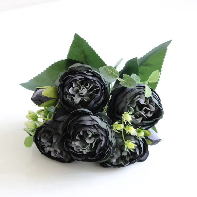1 Bundle Silk Peony Bouquet Home Decoration Accessories Wedding Party  Pompons Artificial Roses Flowers