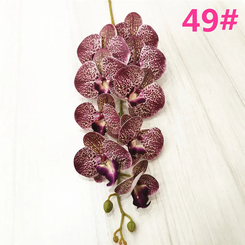 One Latex Butterfly Orchid Flowers 9 Heads Real Touch Good Quality Artificial Phalaenopsis Orchid