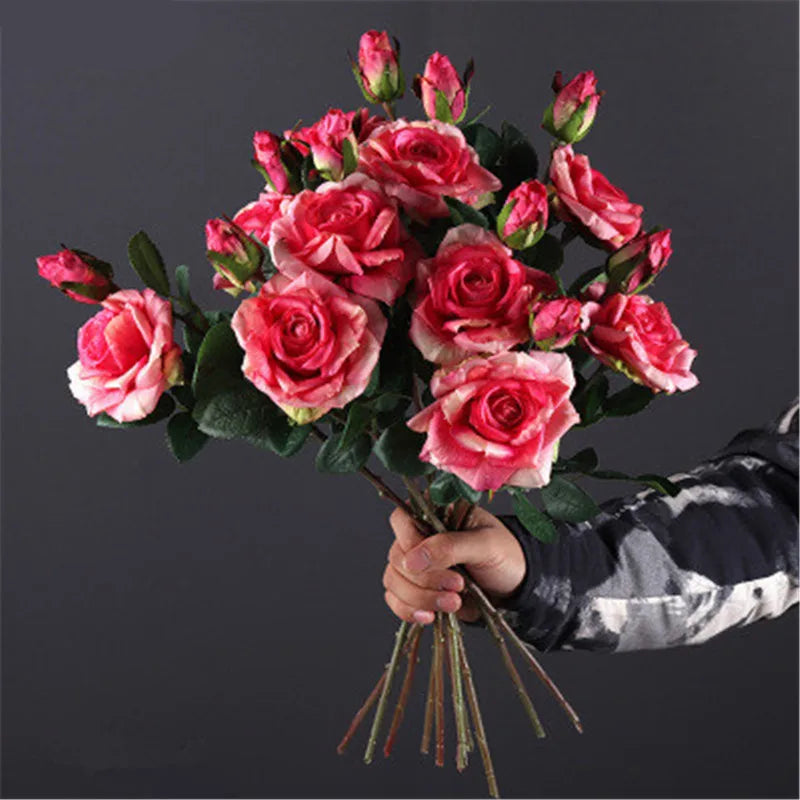 Real Touch Rose Flower Latex Coated real Silk Flower bouquet bridesmaid decor flower wedding home Artificial Flowers