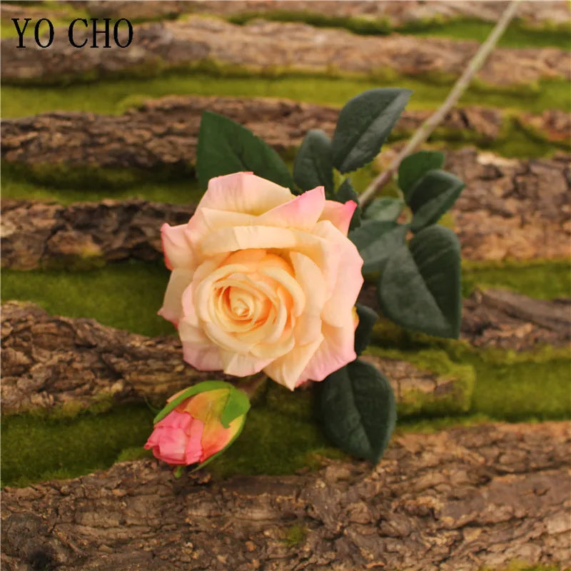 Single Rose Silk Flower Stem with  Real Touch Rose Flowers  Home Wedding Decoration Table