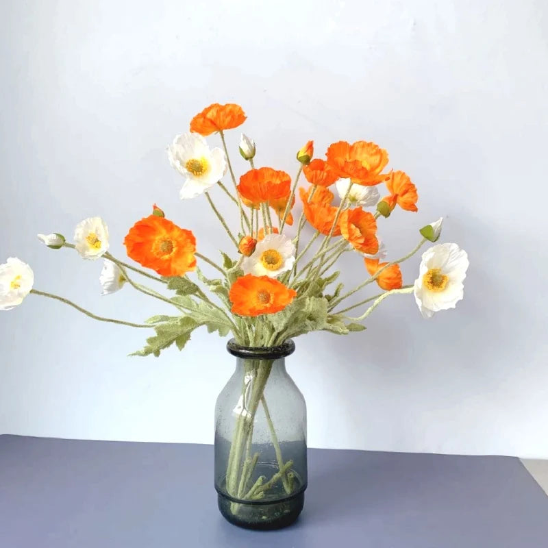 Poppy Flowers Silk Long Stem Housewarming Garden Table Wedding DIY Party Wedding Bridal Bouquet Decor
