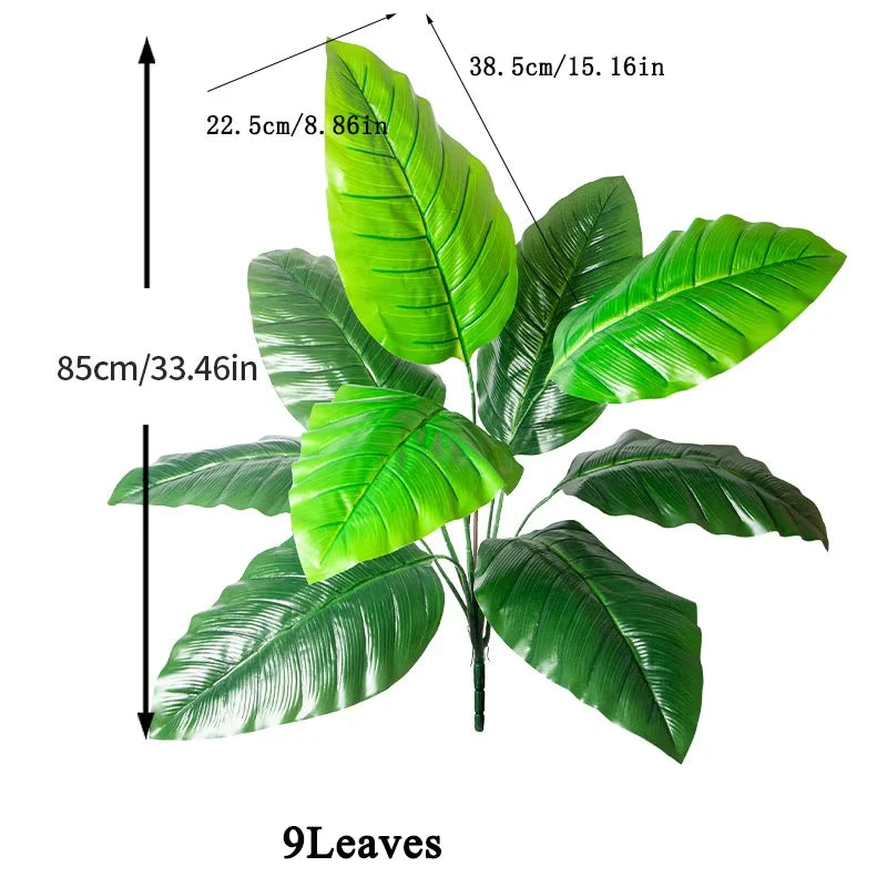 67-85cm Large Artificial Palm Tree Hand Crafted Plant Branch Tropical Banana Leaves Green Fabrical Monstera Leafs For Home Garden Decor