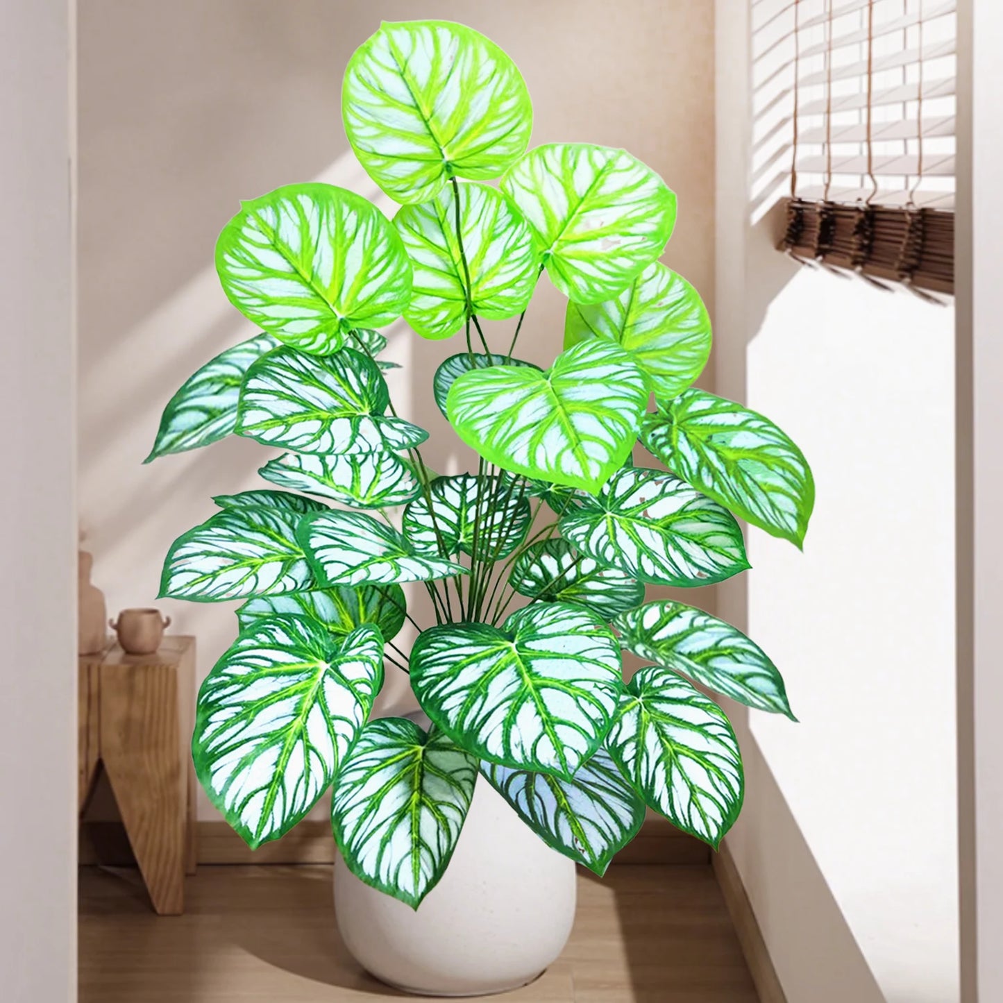 60-105cm /41.3in Artificial plant apple leaf fiddle leaf plastic leaf potted ornamental suitable for home decoration office