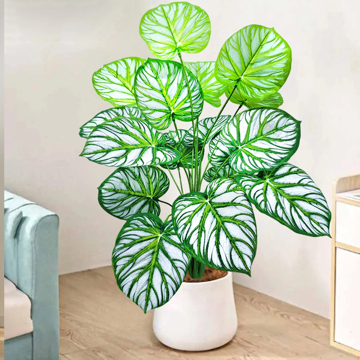 60-105cm /41.3in Artificial plant apple leaf fiddle leaf plastic leaf potted ornamental suitable for home decoration office