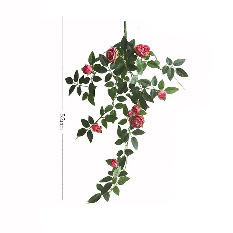 Rose flowers Crafted Hanging Plants Ivy Vine Leaves Greeny Chain Wall Home Room Garden Wedding Garland Outside Decoration