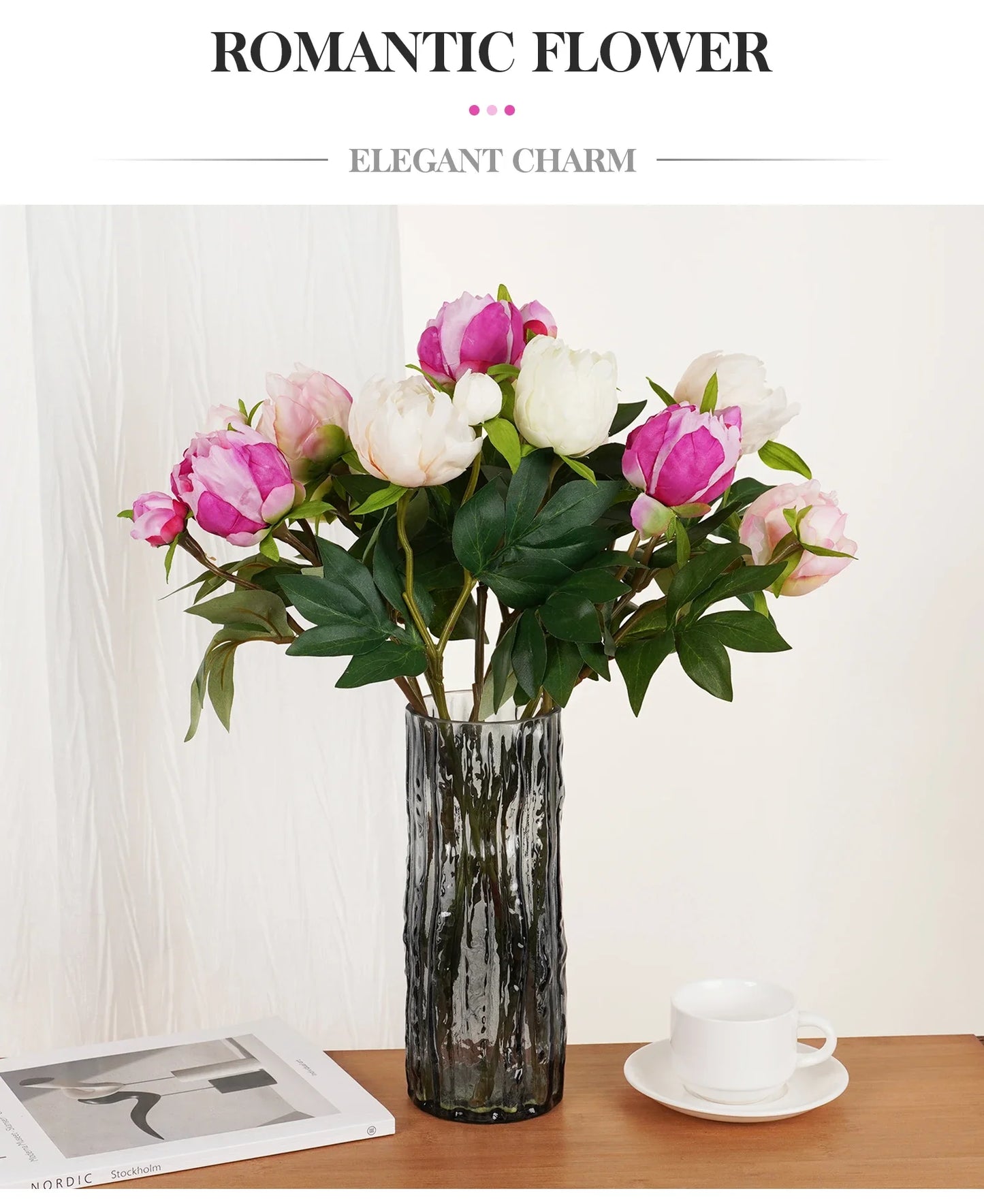 Luxury Artificial Peony Flowers for Decor Real Touch Silk Floral European Style Home Decor Fake Peonies for Living Room