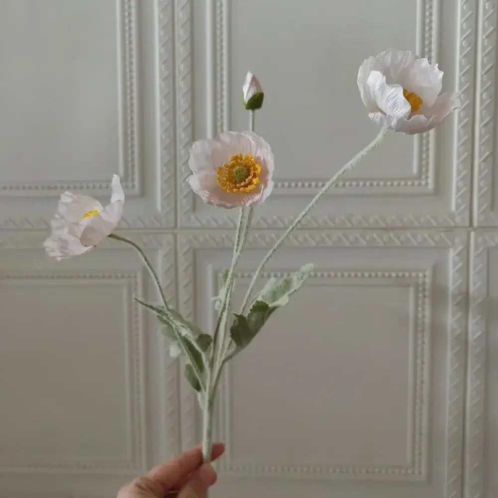 Poppy Flowers Silk Long Stem Housewarming Garden Table Wedding DIY Party Wedding Bridal Bouquet Decor