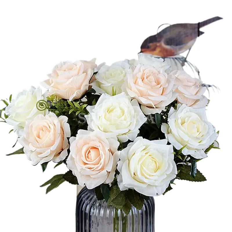 High-quality Silk Rose Artificial Flowers for Home Decor, Wedding Decoration, Big and Realistic.