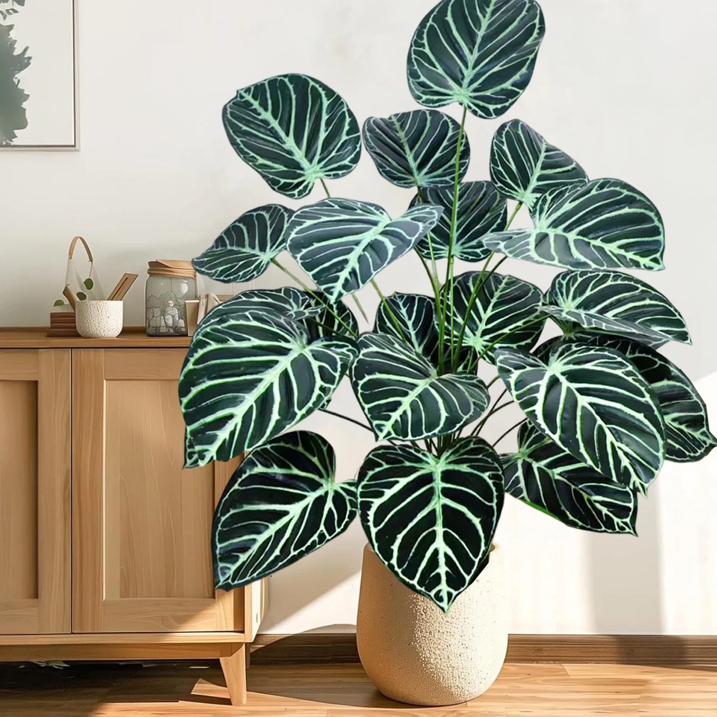 60-105cm /41.3in Artificial plant apple leaf fiddle leaf plastic leaf potted ornamental suitable for home decoration office