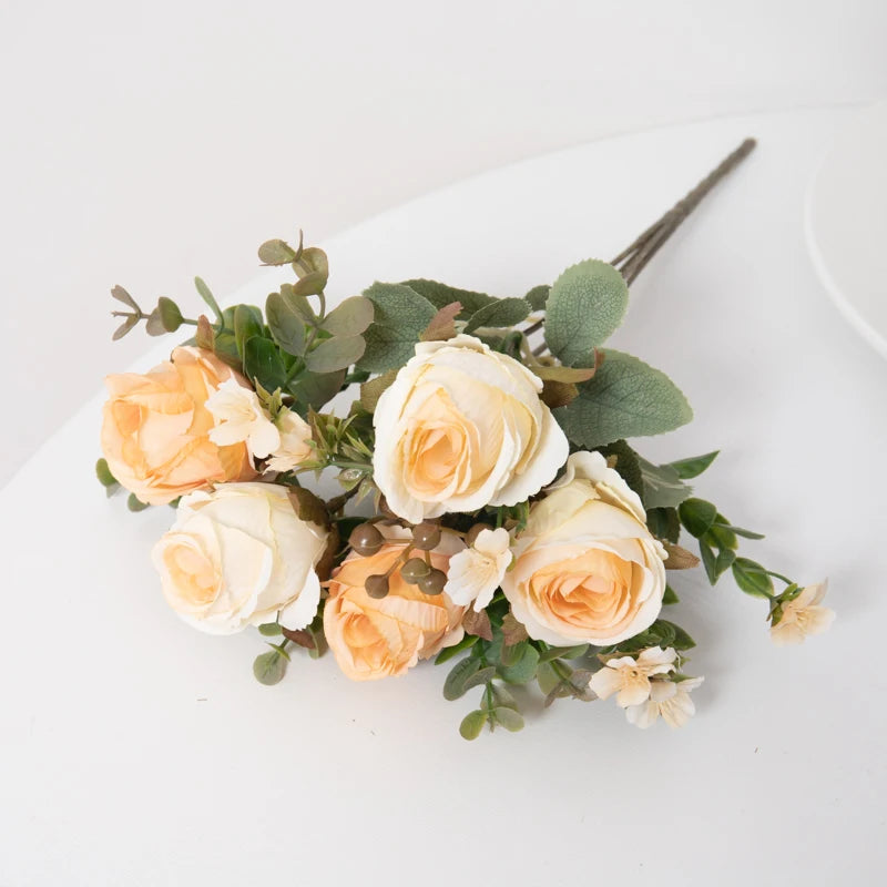 Timeless Rose Flowers Bouquet Silk Roses Wedding Home Table Decoration Arrange Crafted Plants Valentine's Day Present Supplies
