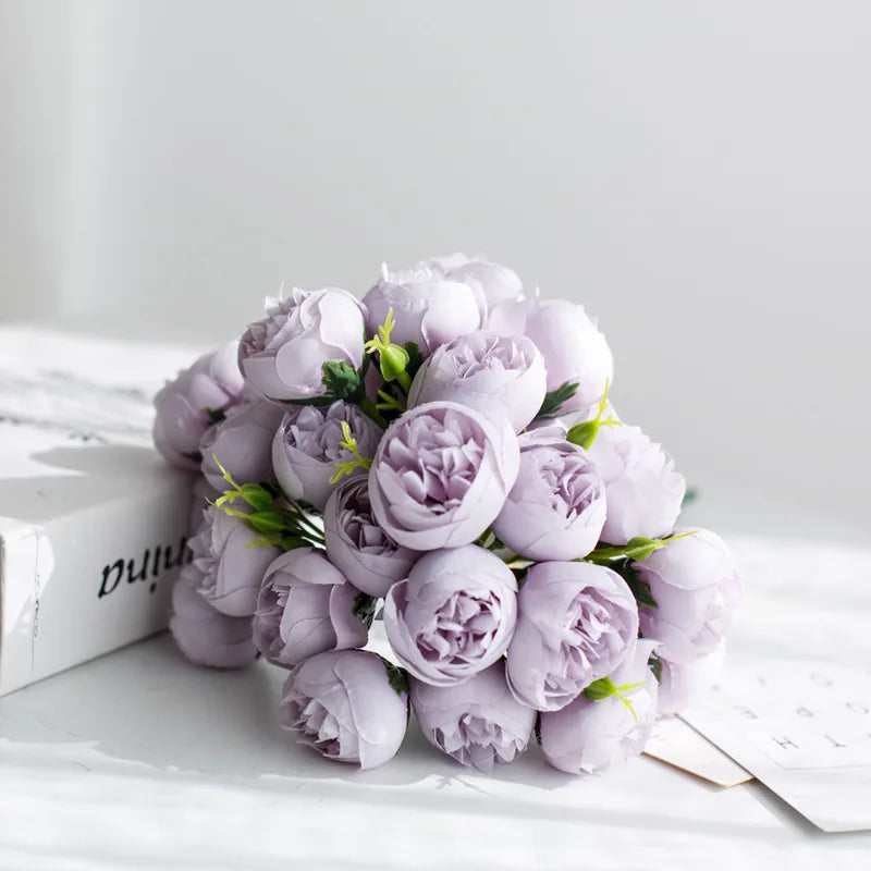 27Heads Peony Artificial Flowers for Home Vase DIY Decor Bride Rose Bouquet Wedding Party Centerpieces Decoration