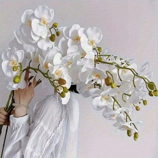6pcs Lifelike Artificial Orchids - 9 Blooms Each, Silk Butterfly Orchid Stems for Elegant Home & Wedding Decor Perfect Gift