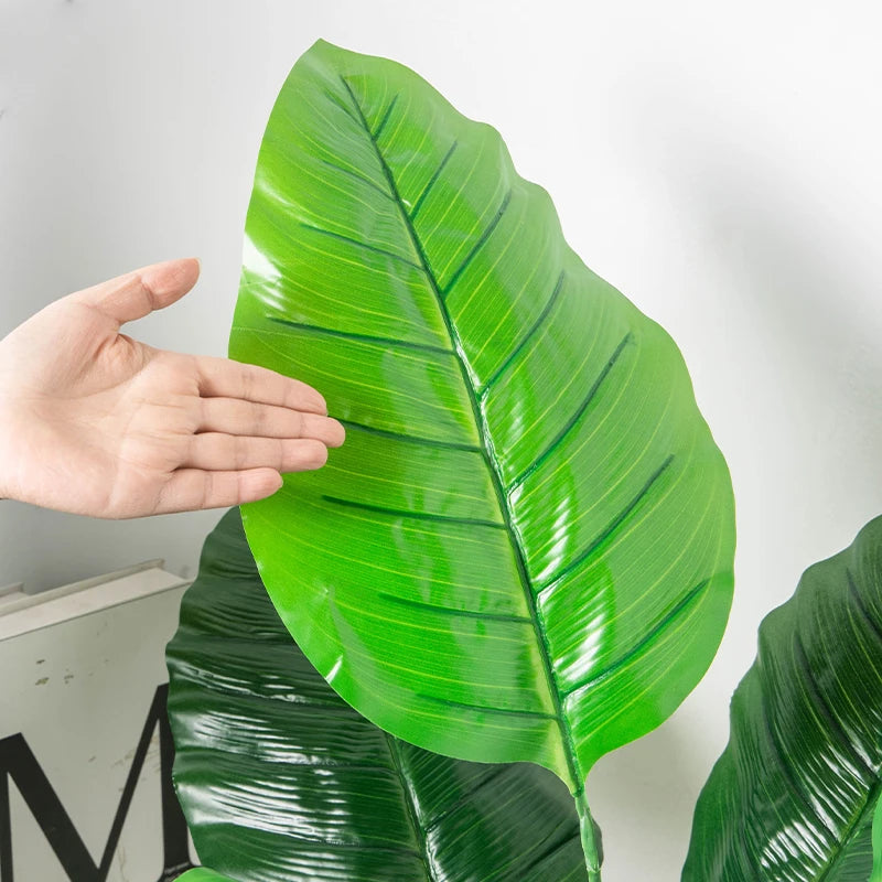 67-85cm Large Artificial Palm Tree Hand Crafted Plant Branch Tropical Banana Leaves Green Fabrical Monstera Leafs For Home Garden Decor
