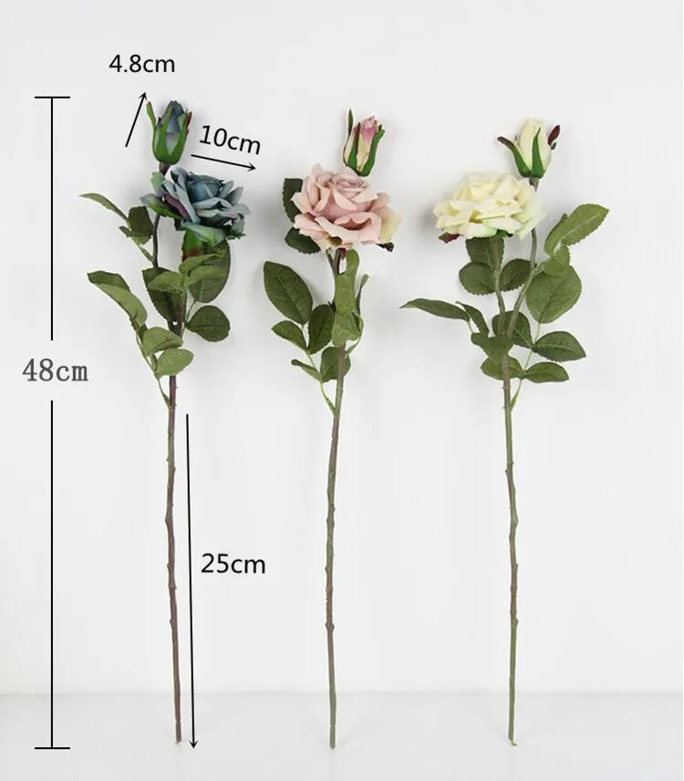 Single Rose Silk Flower Stem with  Real Touch Rose Flowers  Home Wedding Decoration Table