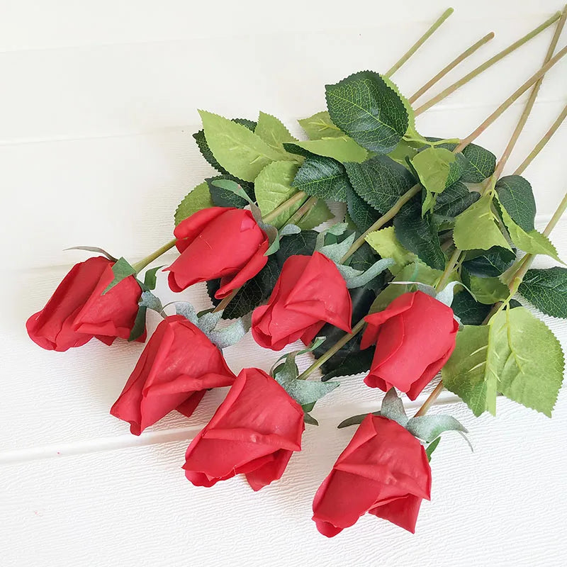 Latex Real Touch Rose Flowers, Kitchen, Birthday Party Decor, Home Decorations Branch, 12 PCs/Lot