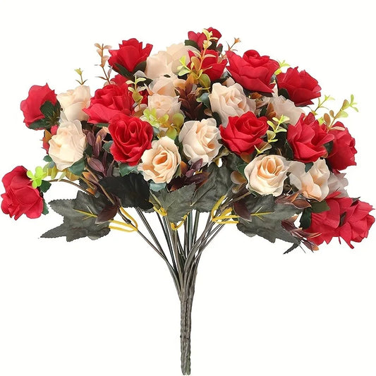 Rose Artificial Flowers 12Heads 33cm Hand Crafted Flowers For Home Room Decor Wedding Marriage Decoration DIY Craft Garland Accessories