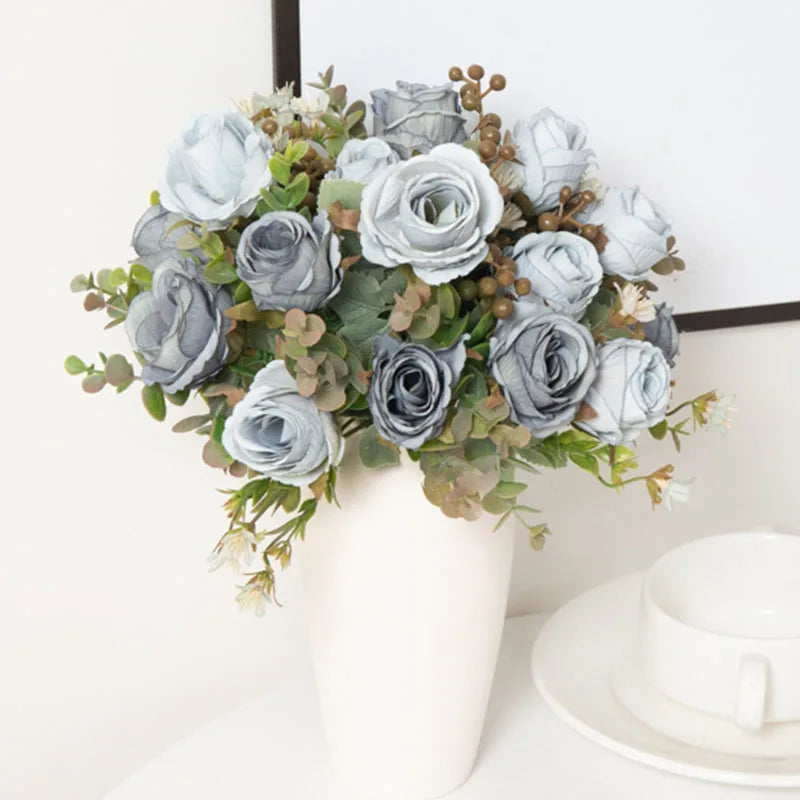 Timeless Rose Flowers Bouquet Silk Roses Wedding Home Table Decoration Arrange Crafted Plants Valentine's Day Present Supplies
