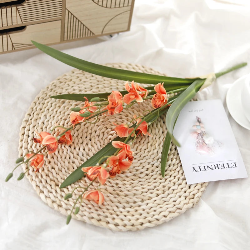 Artificial Orchids High Quality Touch Real Flower Bouquet Home Garden Decoration Fake Plants Wedding Decor Valentine's Day Gift