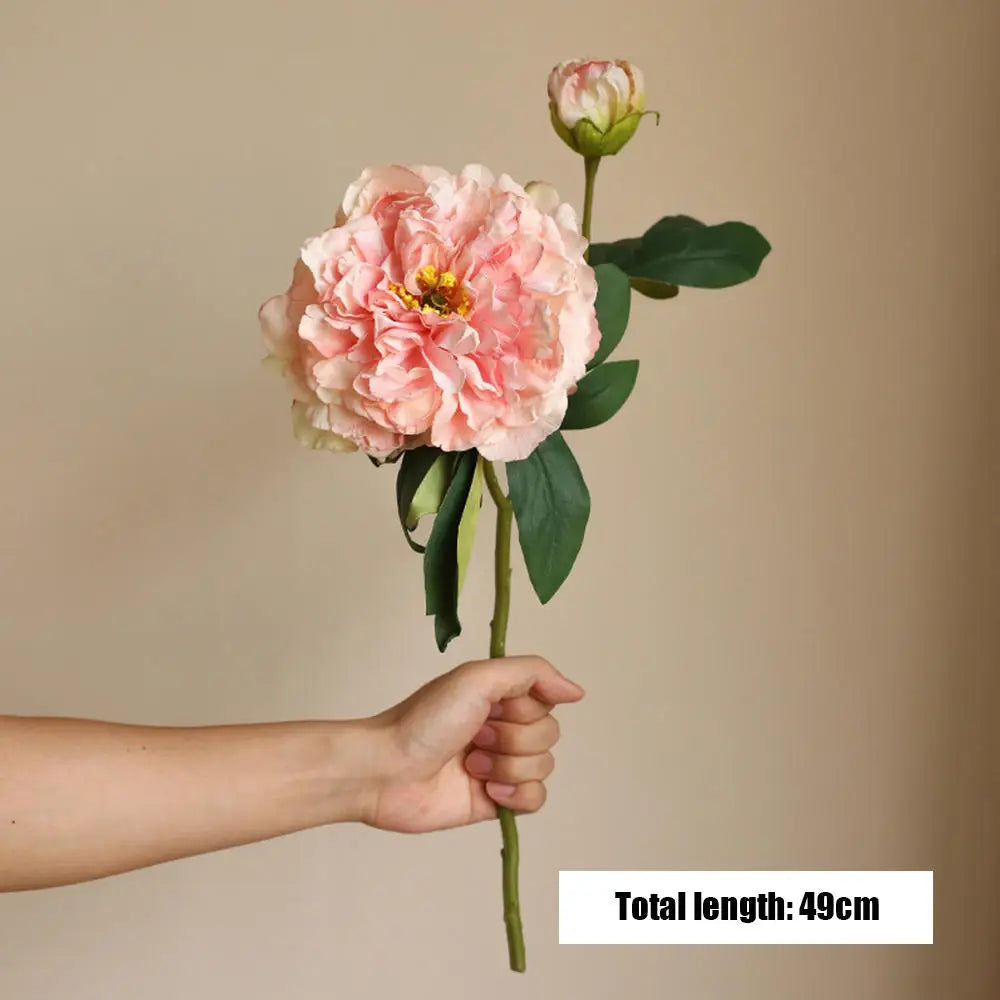 2 Head Peony Artificial Flowers Silk Rose Fake Flower Wedding Party Events Decoration Elegant Peony Simulation Plants Home Decor
