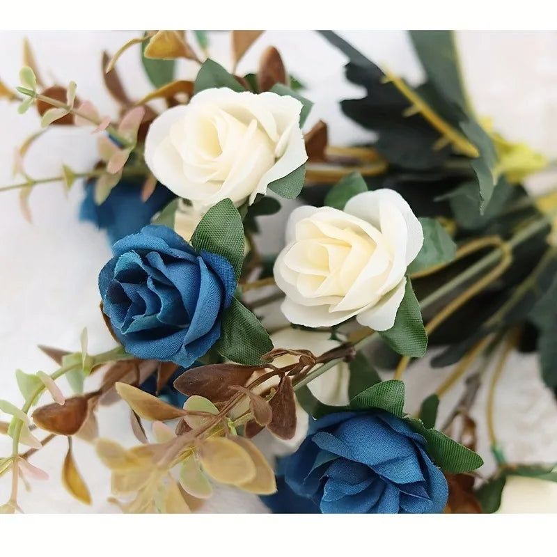 Rose Artificial Flowers 12Heads 33cm Hand Crafted Flowers For Home Room Decor Wedding Marriage Decoration DIY Craft Garland Accessories