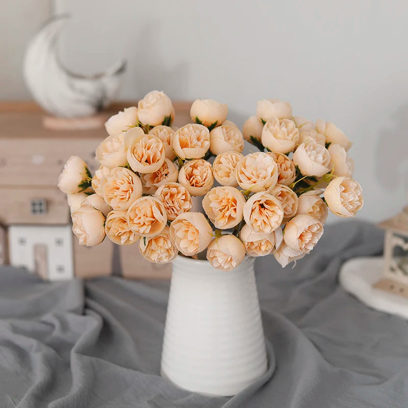 27 heads  Roses Crafted Flowers Silk Bouquet for Table Vase Arrange Home Wedding Decoration Roses Silk Flowers