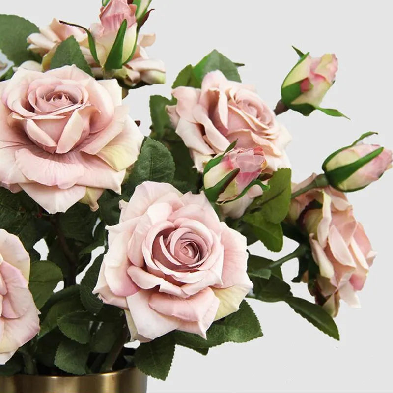 Single Rose Silk Flower Stem with  Real Touch Rose Flowers  Home Wedding Decoration Table