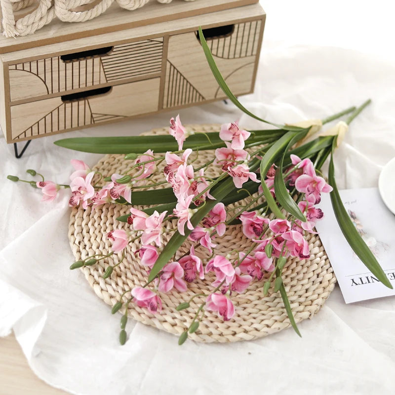 Artificial Orchids High Quality Touch Real Flower Bouquet Home Garden Decoration Fake Plants Wedding Decor Valentine's Day Gift