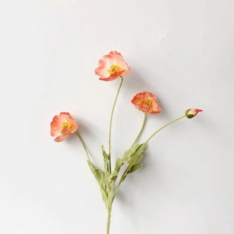 Poppy Flowers Silk Long Stem Housewarming Garden Table Wedding DIY Party Wedding Bridal Bouquet Decor