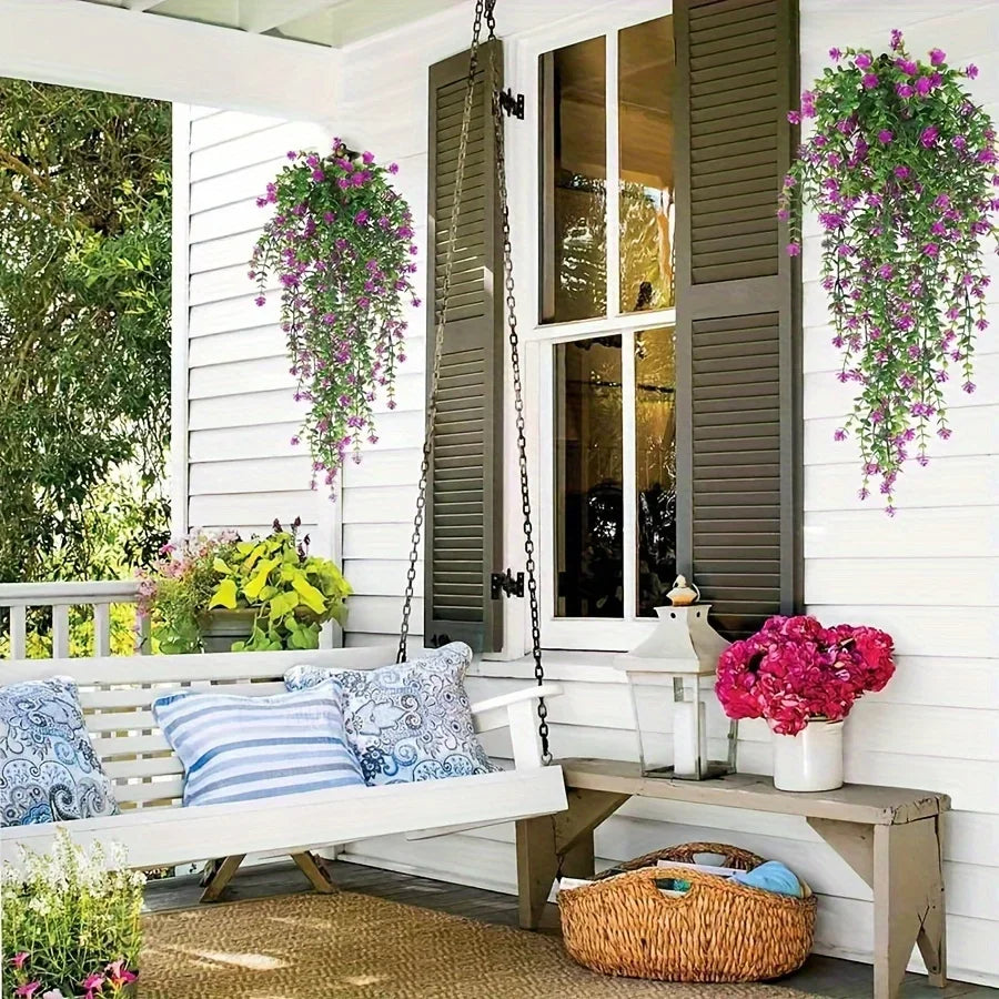 3pcs Realistic Hanging Plants Hanging Plant Experly Engineered Eucalyptus Leaf Greenery Vine Outdoor UV Resistant Plastic Plants