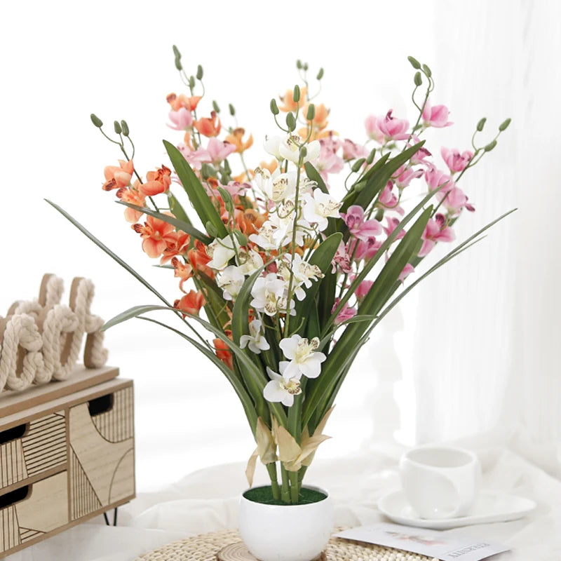 Artificial Orchids High Quality Touch Real Flower Bouquet Home Garden Decoration Fake Plants Wedding Decor Valentine's Day Gift