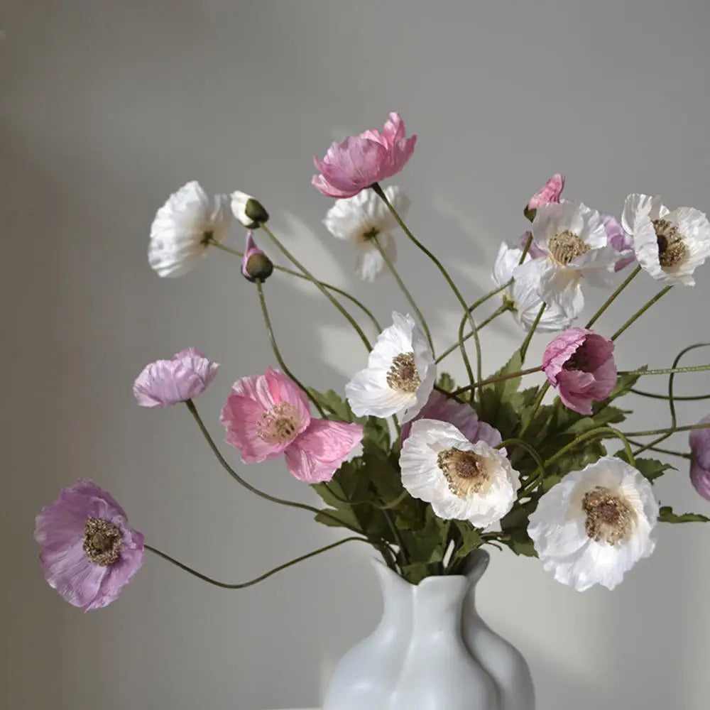 Poppy Flowers Silk Long Stem Housewarming Garden Table Wedding DIY Party Wedding Bridal Bouquet Decor