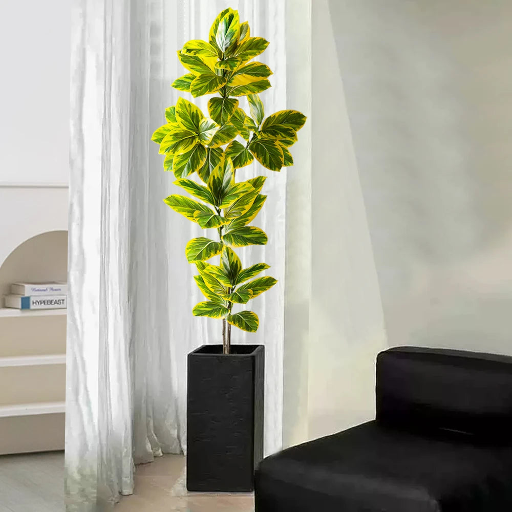 70-130cm Realistic Banyan Tree Branch Magnolia Leaves Tall Rubber Tree Faux Ficus Plants For Home Office Wedding Decor
