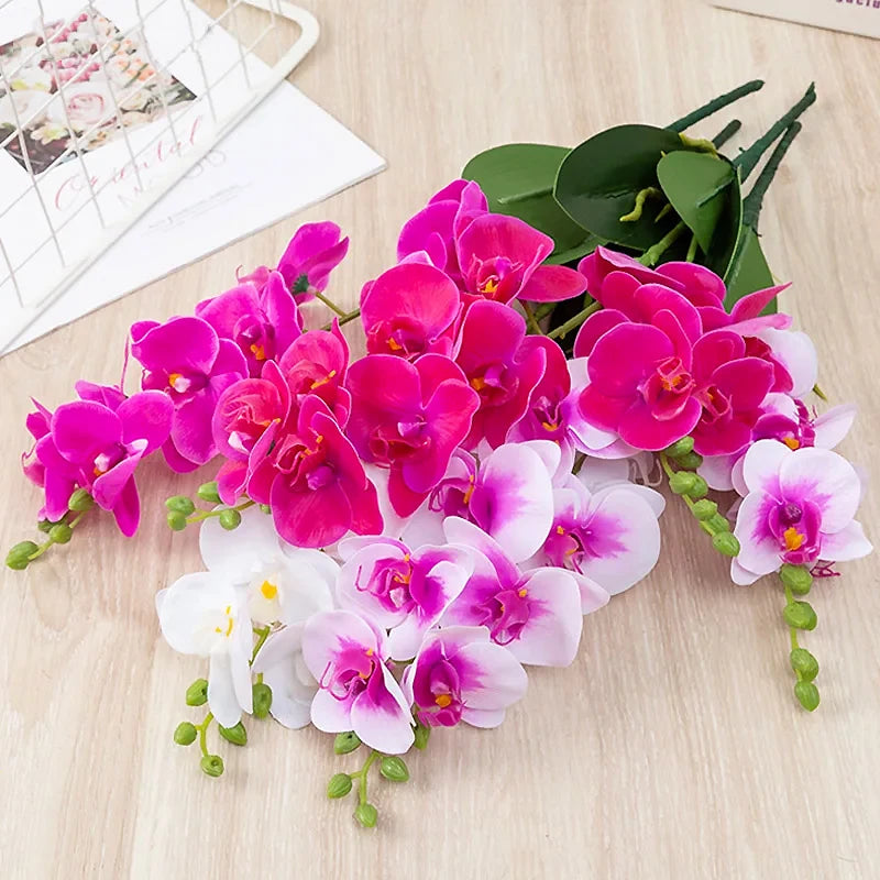 Latex Hand Crafted Butterfly Orchid  Silicon PU Real Touch Wedding Christmas Festival Home Decor Accessories