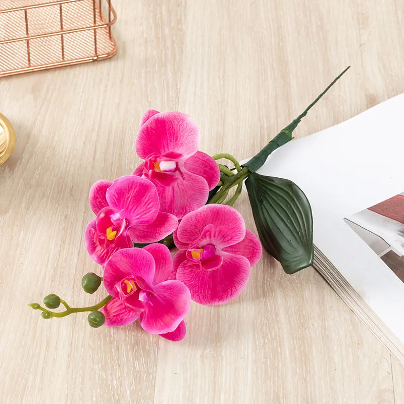 90CM 9-head Artificial Butterfly Orchid Artificial Flower with Adhesive Tape Orchid Home Decoration Living Room Placement
