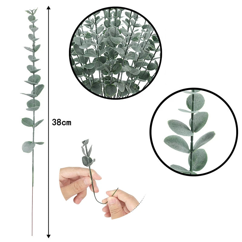 12pcs of lifelike artificial eucalyptus stems for Wedding Bouquet Floral Arrangement Home Decor