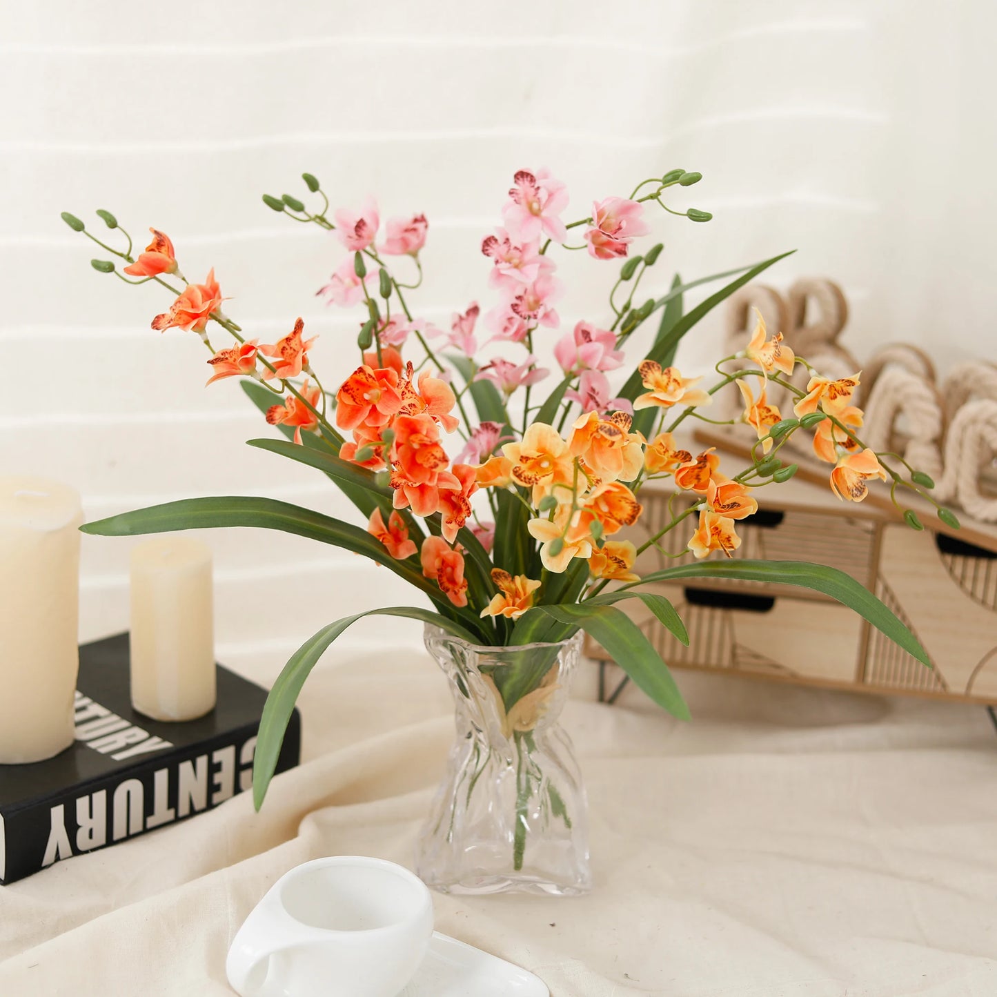 Vanilla Orchid Flower Artificial Flowers Freesia For Home Decoration Wedding Valentine's Day Arrangement Garden Party Vase Decor