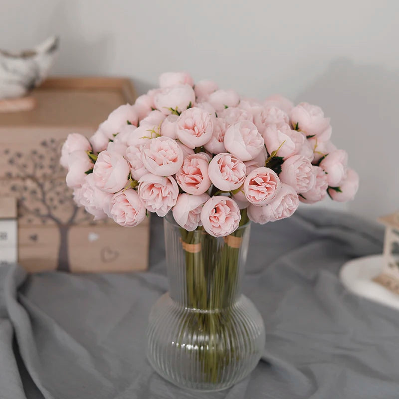 27 heads  Roses Crafted Flowers Silk Bouquet for Table Vase Arrange Home Wedding Decoration Roses Silk Flowers