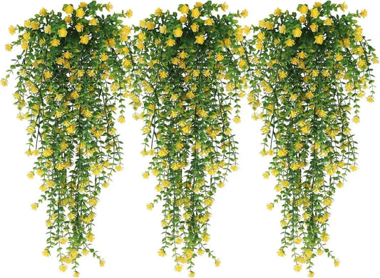 3pcs Realistic Hanging Plants Hanging Plant Experly Engineered Eucalyptus Leaf Greenery Vine Outdoor UV Resistant Plastic Plants