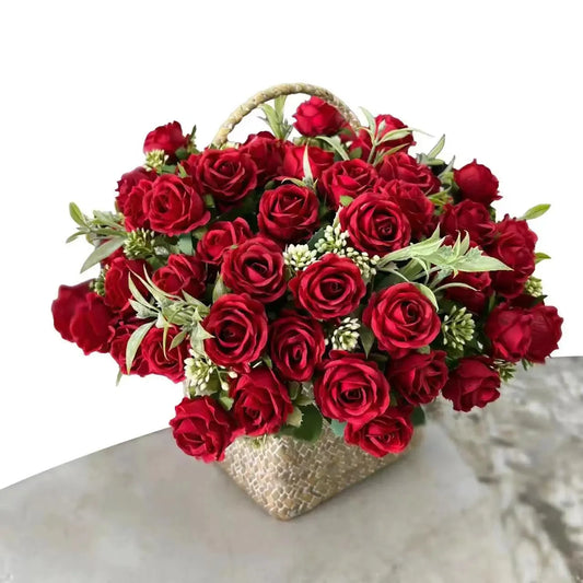 10 Heads Rose Bouquet Lifelike Flowers Western Rose Wedding Decoration 6 Colors