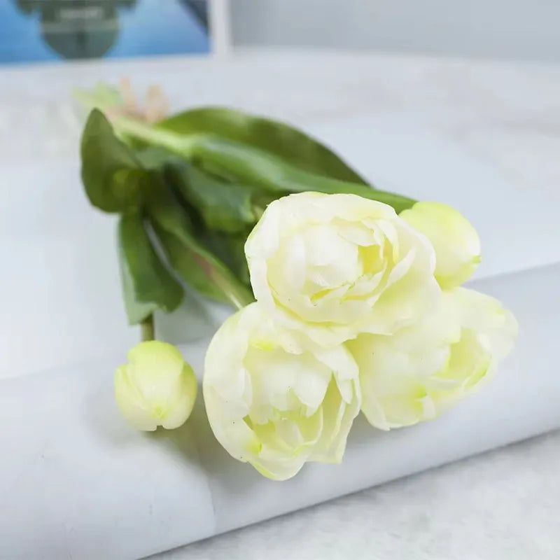 New Silicone Tulip Faux Flower Real Touch Bouquet 40CM Luxury Home Decorative Flowers Living Room Deco Flores Fake Plant