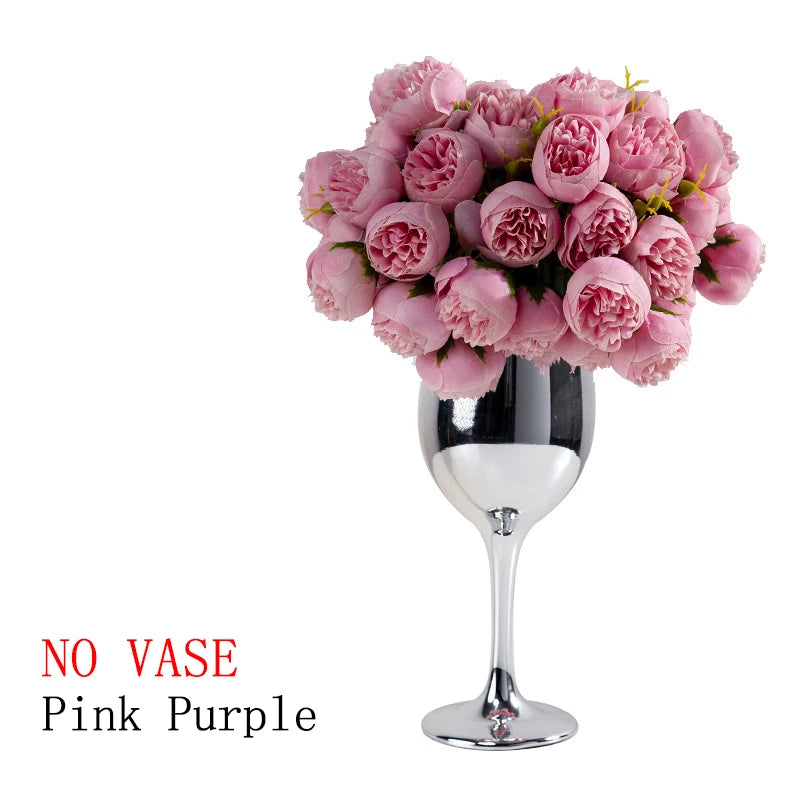 27Heads Peony Artificial Flowers for Home Vase DIY Decor Bride Rose Bouquet Wedding Party Centerpieces Decoration