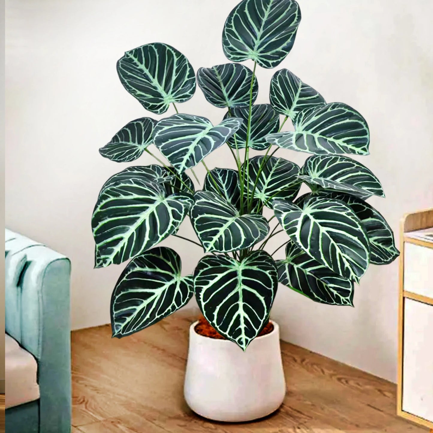60-105cm /41.3in Artificial plant apple leaf fiddle leaf plastic leaf potted ornamental suitable for home decoration office