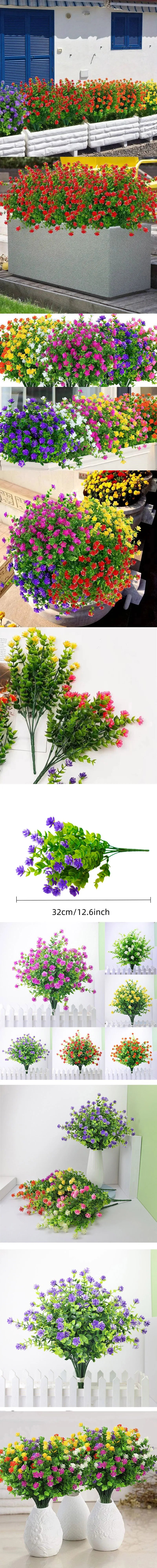 1 Bundle Crafted Flowers Outdoor UV Resistant Shrubs Plants Realistic Home Garden Outdoor Ceremony Wedding Arch Floral Decoration