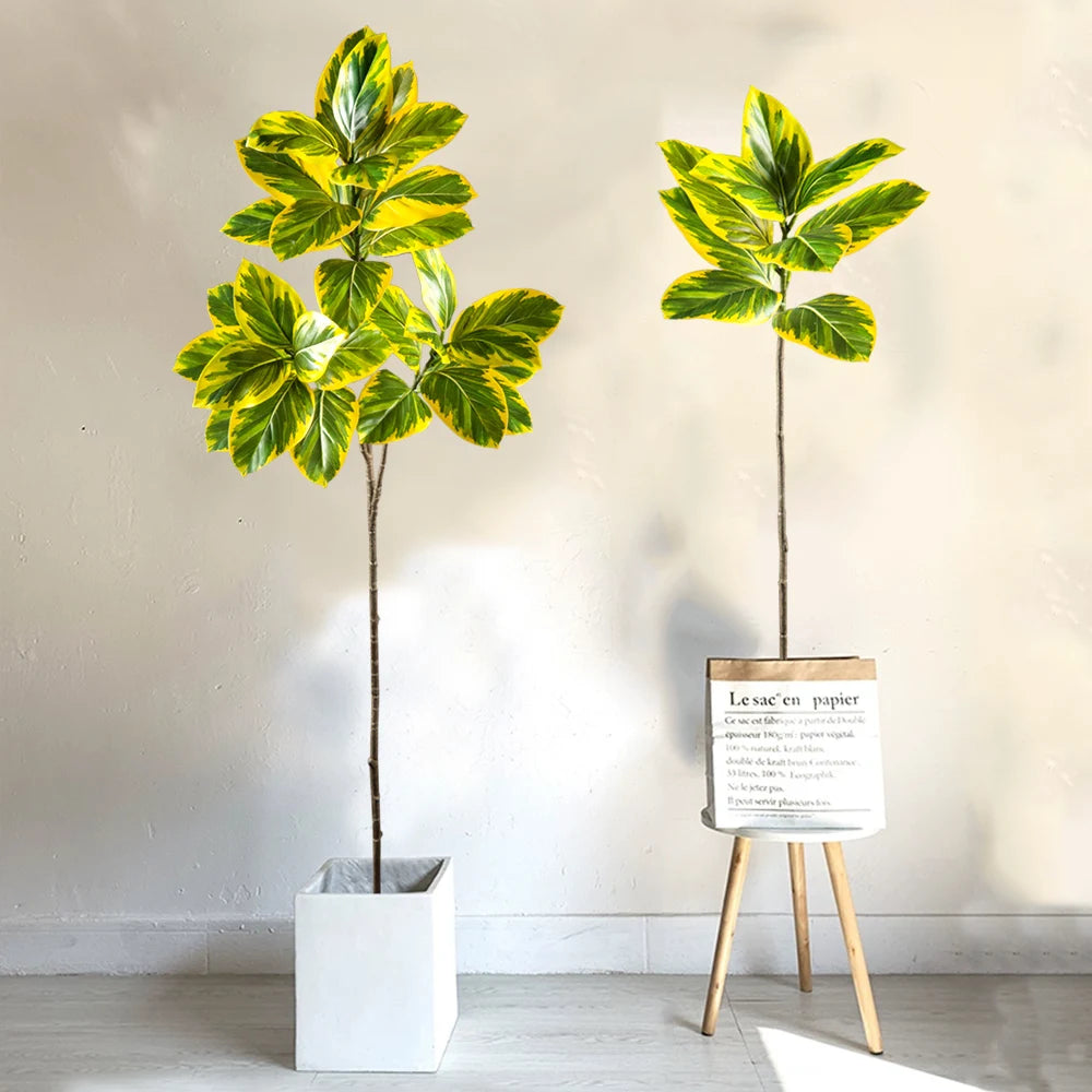 70-130cm Realistic Banyan Tree Branch Magnolia Leaves Tall Rubber Tree Faux Ficus Plants For Home Office Wedding Decor