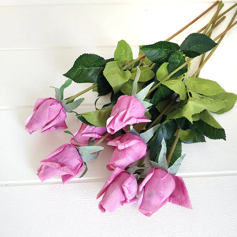 Latex Real Touch Rose Flowers, Kitchen, Birthday Party Decor, Home Decorations Branch, 12 PCs/Lot